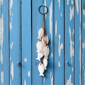 Rustic White Wooden Fish Hanging Decor